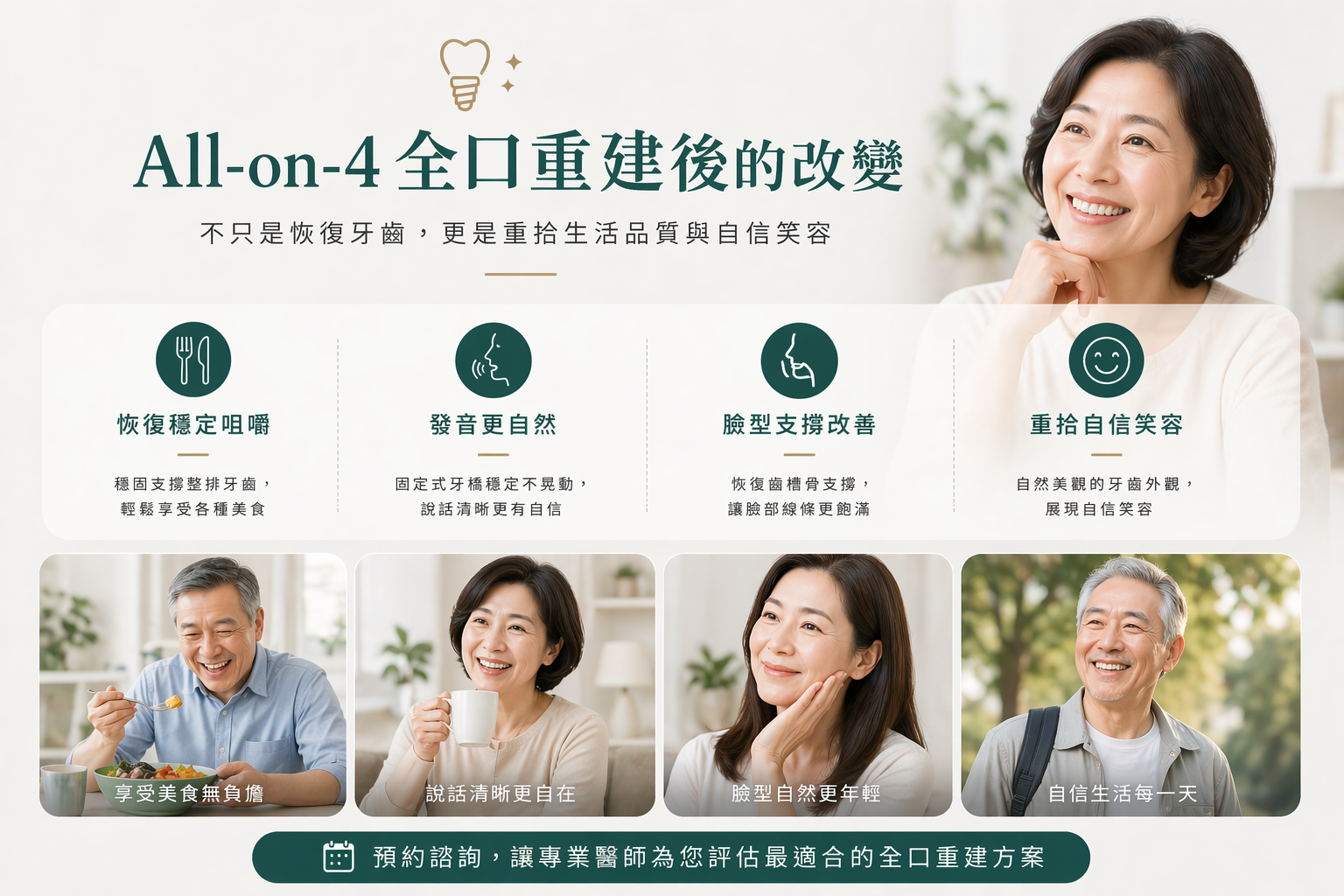 All-on-4 全口重建後的改善